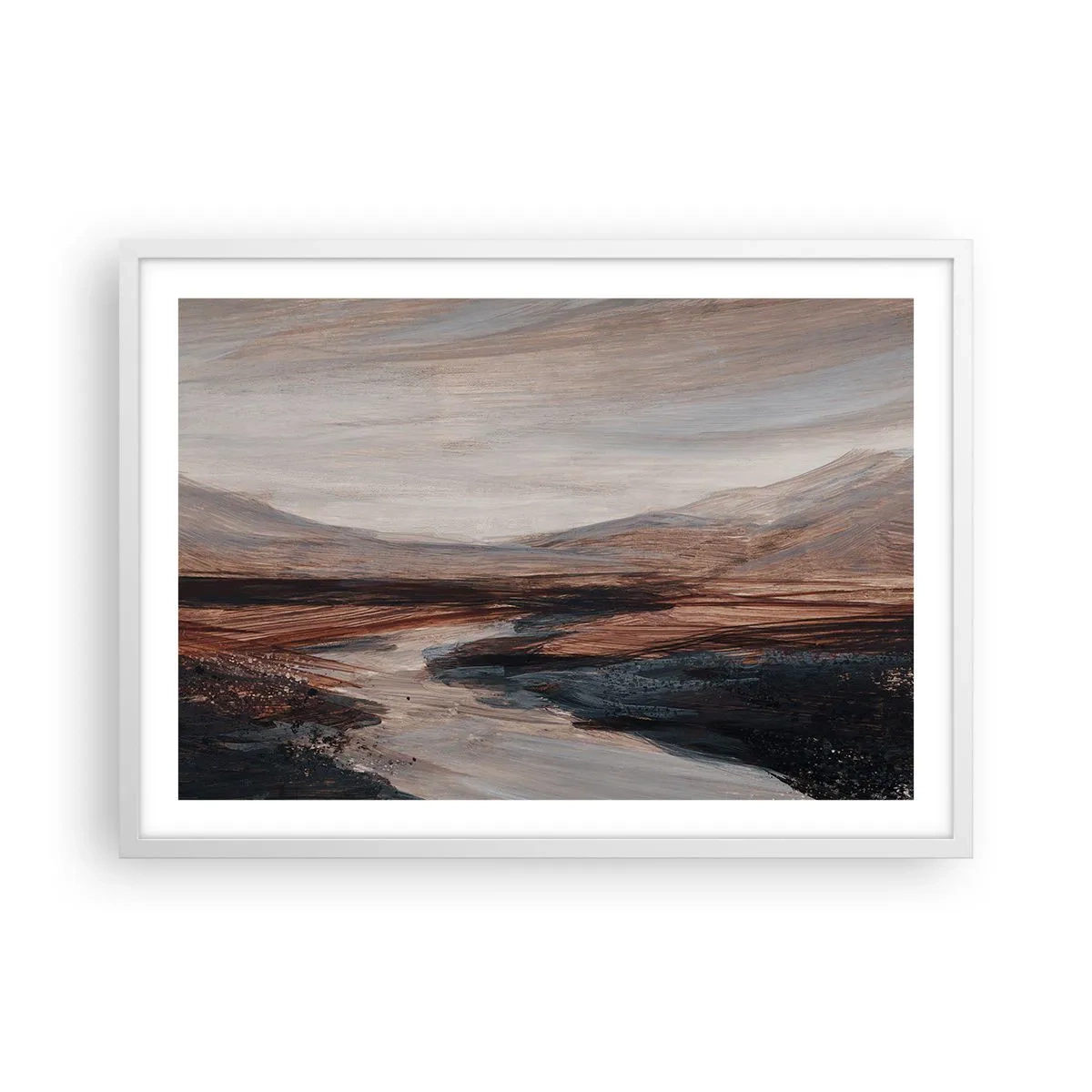 Poster in cornice bianca - Valle tranquilla - 70x50 cm