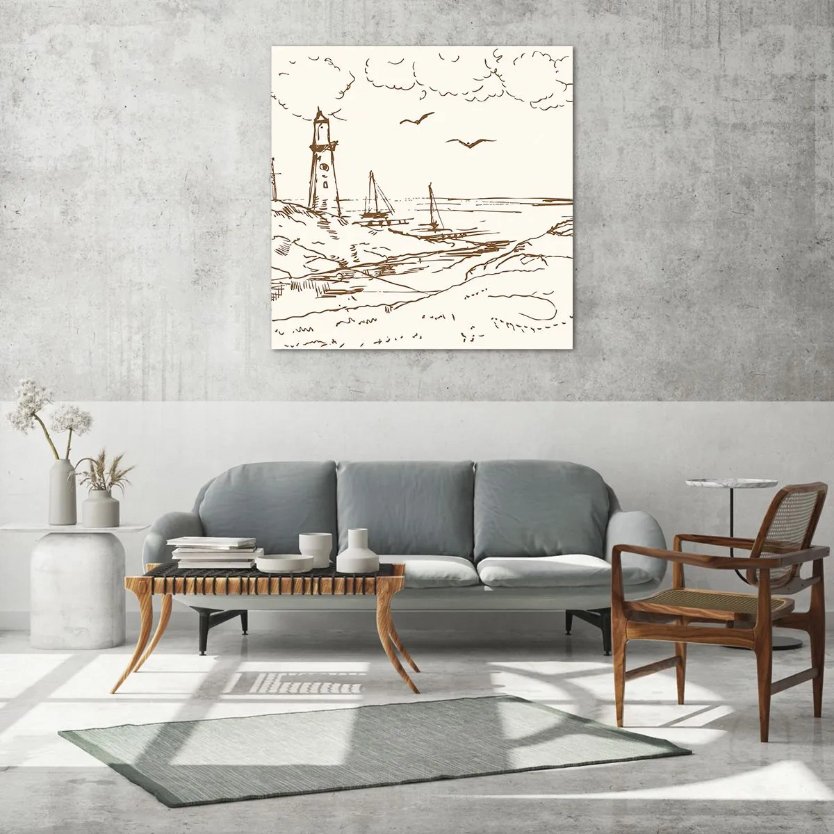 Quadro su vetro - Schizzo dei ricordi d'estate - 30x30 cm