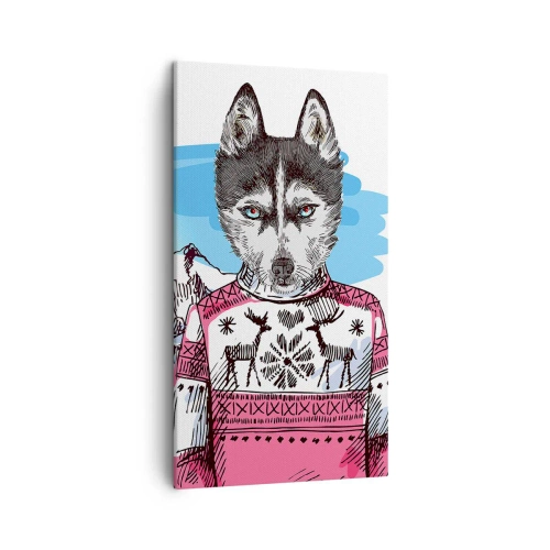 Quadro su tela - Stampe su Tela - Lupo con lana di pecora - 45x80 cm