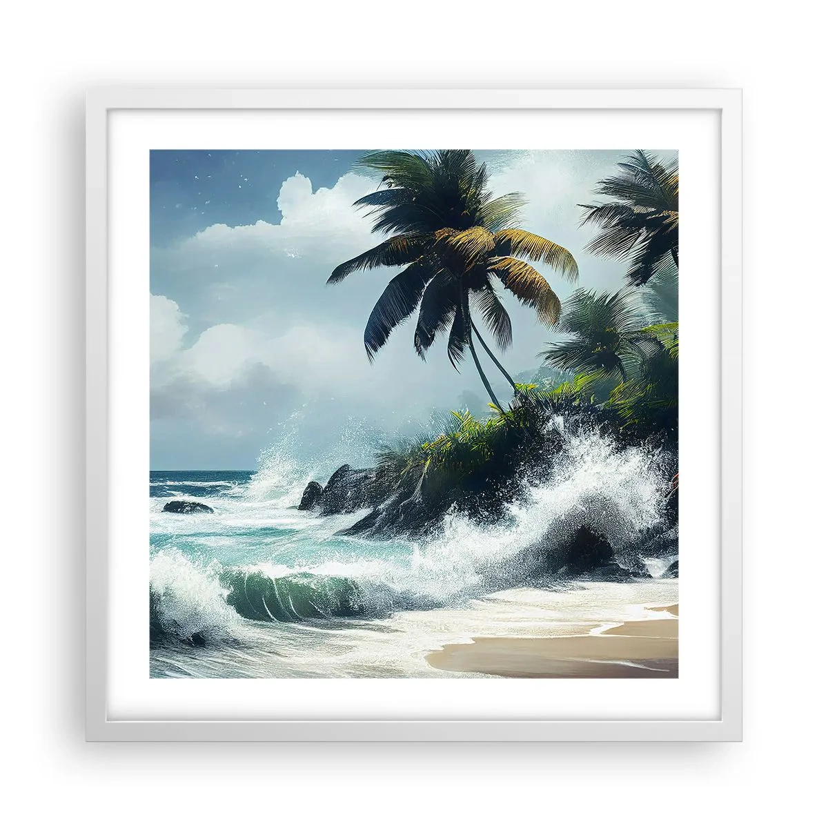 Poster in cornice bianca - Sulla riva tropicale - 50x50 cm
