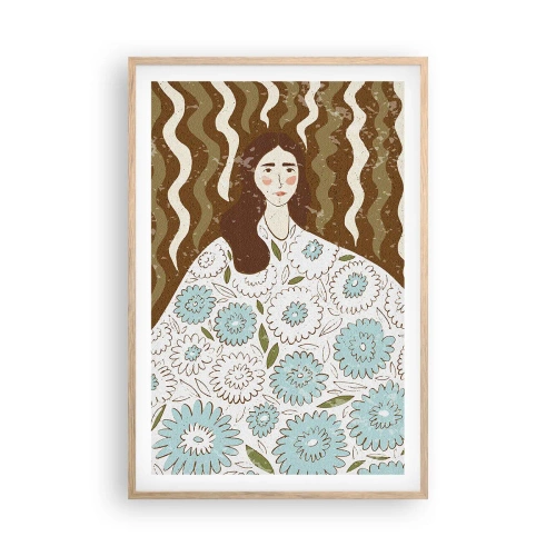 Poster in cornice rovere chiaro - Ritratto con abito a fiori - 61x91 cm