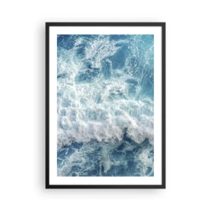 Poster in cornice nera - Onde marine dinamiche nelle tonalità del blu - 50x70cm - Con gioia e saltellando - Decorazione murale moderna per soggiorno e camera da letto ARTTOR