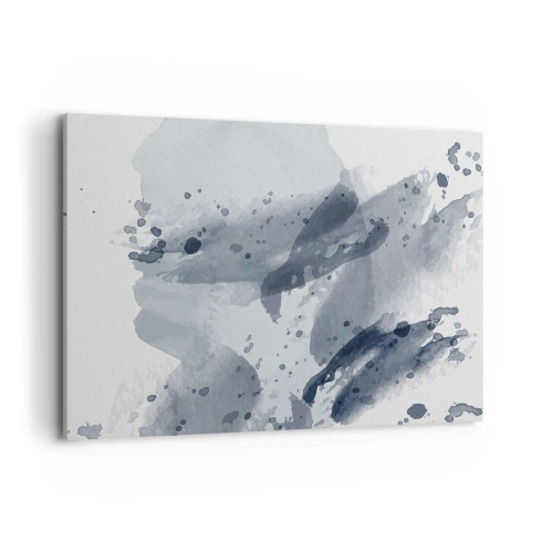 Quadro su tela - Stampe su Tela - Macchie astratte nelle tonalità del blu su uno sfondo chiaro - 100x70cm - Studio della natura dell'acqua - Decorazione murale moderna per soggiorno e camera da letto ARTTOR