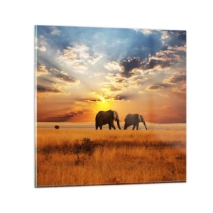 Quadro su vetro - Passeggiata familiare - 50x50 cm