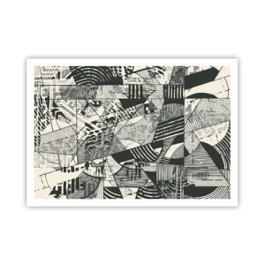 Poster - Motivi geometrici astratti in tonalità di verde su sfondo chiaro - 100x70cm - Dinamica della contemporaneità - Decorazione murale moderna per soggiorno e camera da letto ARTTOR