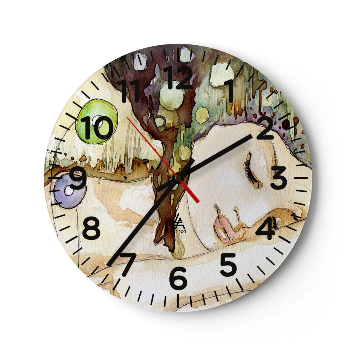 Orologio da parete - Orologio in Vetro - Sogno smeraldo e viola - 30x30 cm