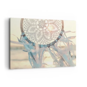 Quadro su tela - Stampe su Tela - Un delicato acchiappasogni sullo sfondo del sole al tramonto - 100x70cm - Totem di pizzo - Decorazione murale moderna per soggiorno e camera da letto ARTTOR