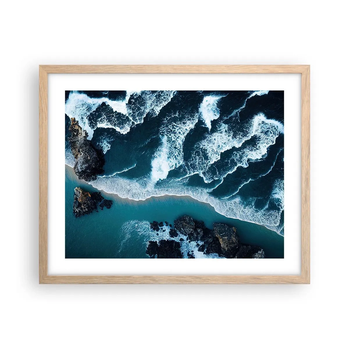 Poster in cornice rovere chiaro - Avvolte dalle onde - 50x40 cm