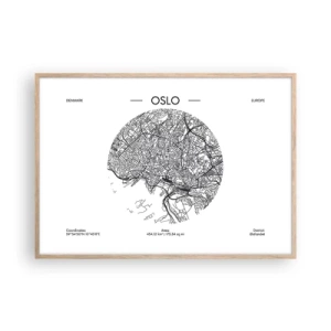 Poster in cornice rovere chiaro - Anatomia di Oslo - 100x70 cm