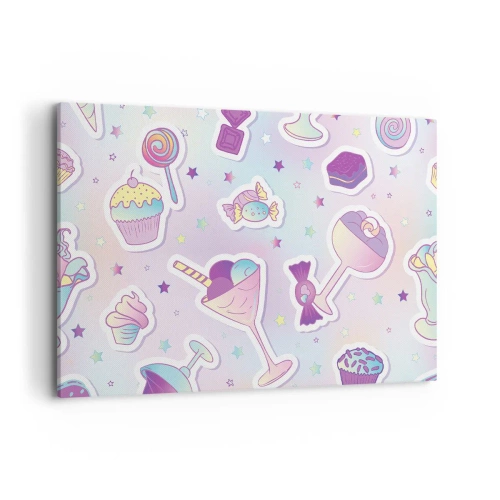 Quadro su tela - Stampe su Tela - Motivi pastello con dolci e dessert - 120x80cm - Ogni giorno è il mio compleanno - Decorazione murale moderna per soggiorno e camera da letto ARTTOR