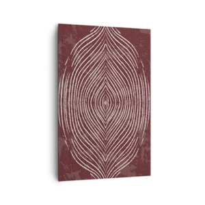 Quadro su tela - Stampe su Tela - Onde simmetriche in linee bianche su sfondo marrone - 80x120cm - Lo spazio parlante - Decorazione murale moderna per soggiorno e camera da letto ARTTOR