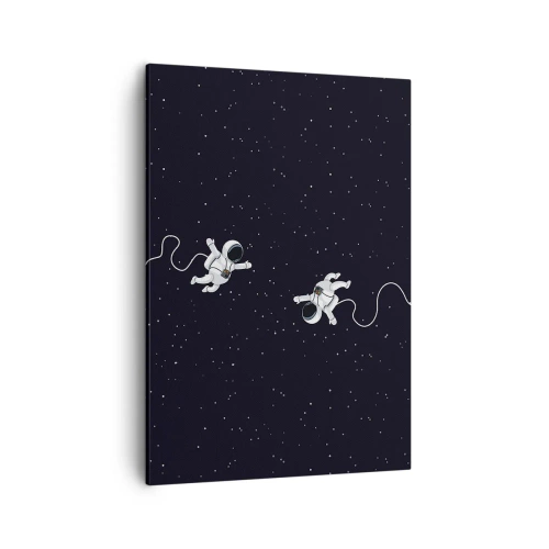 Quadro su tela - Stampe su Tela - Astronauti che fluttuano nello spazio con uno sfondo di stelle - 50x70cm - Danza cosmica - Decorazione murale moderna per soggiorno e camera da letto ARTTOR