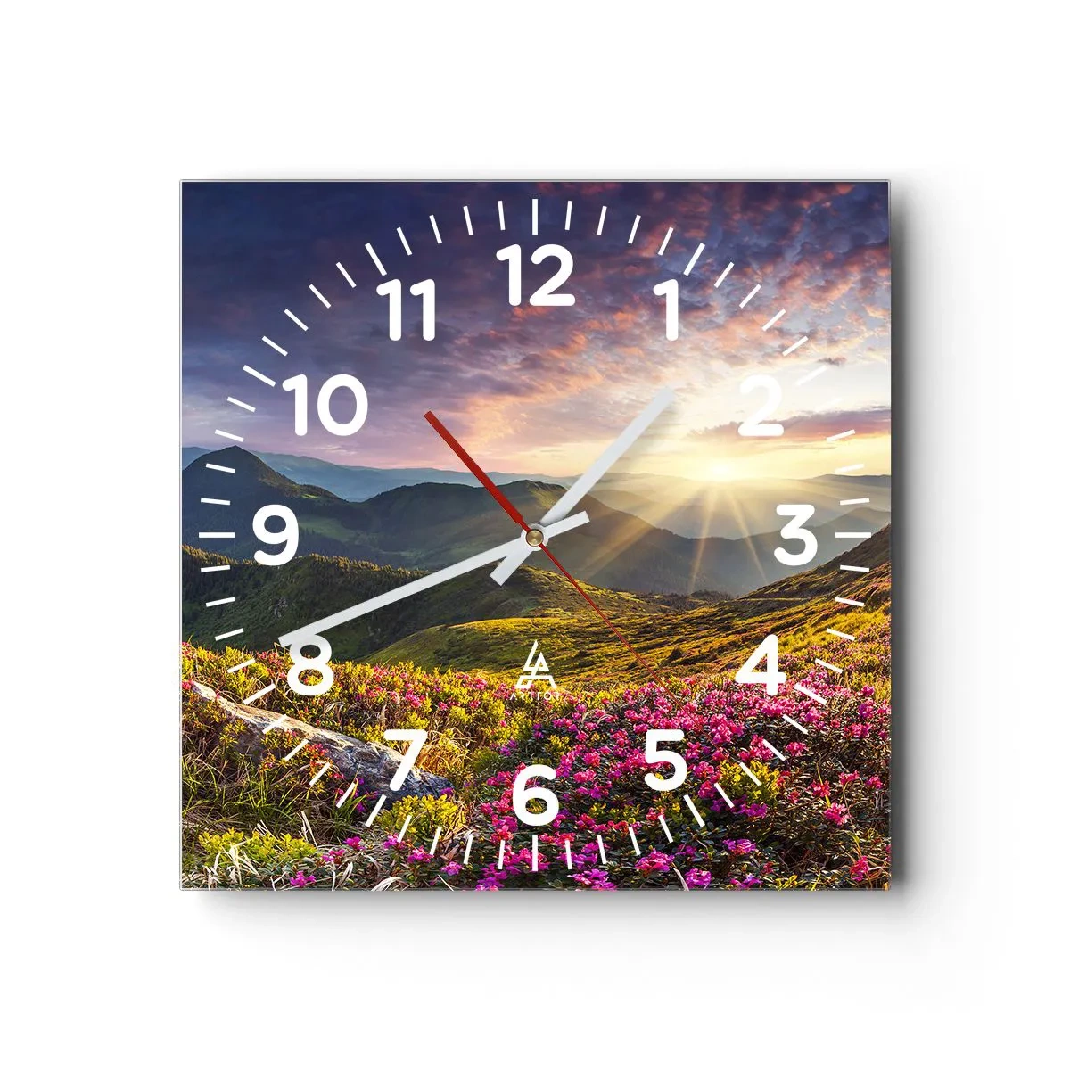 Orologio da parete - Orologio in Vetro - La freschezza di un mattino sui monti - 40x40 cm