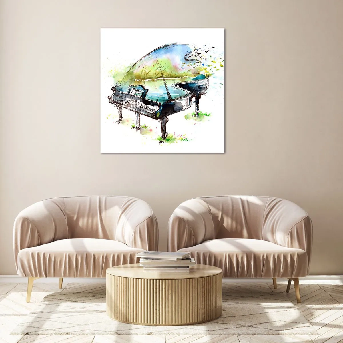 Quadro su vetro - Incantato nella musica - 60x60 cm