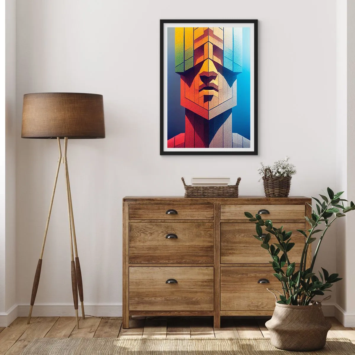 Poster in cornice nera - Un volto monumentale in stile geometrico - 50x70cm - Un uomo di principi - Decorazione murale moderna per soggiorno e camera da letto ARTTOR