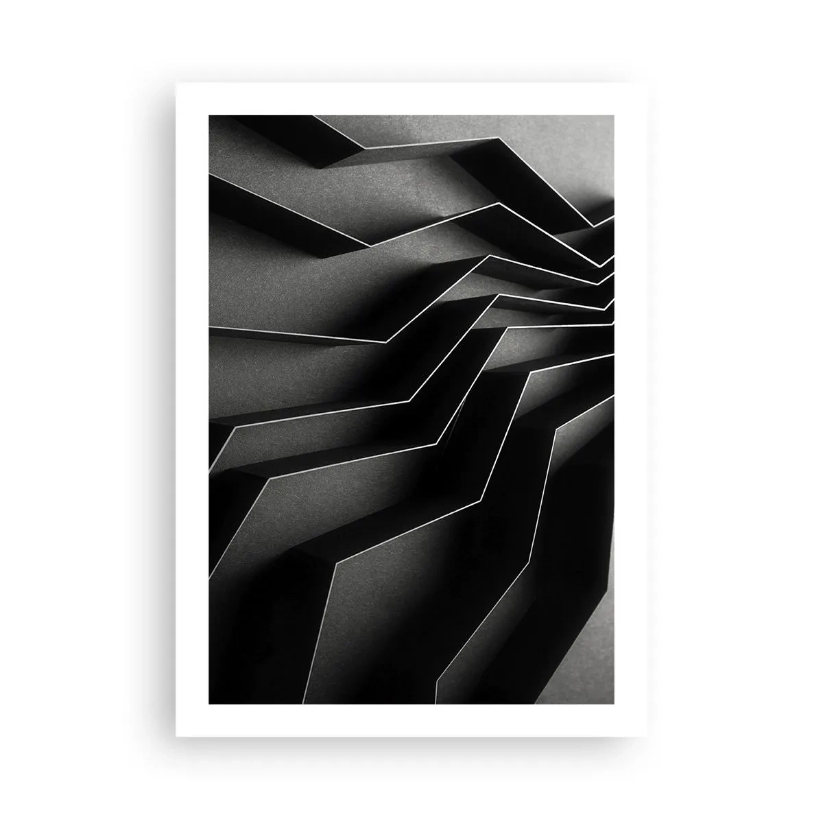 Poster - Una composizione in bianco e nero di strutture geometriche e spaziali - 50x70cm - Ordine tridimensionale - Decorazione murale moderna per soggiorno e camera da letto ARTTOR