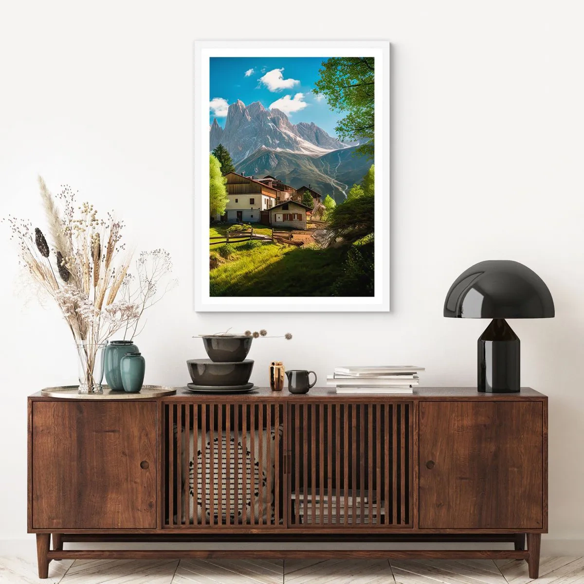 Poster in cornice bianca - Idillio alpino - 40x50 cm