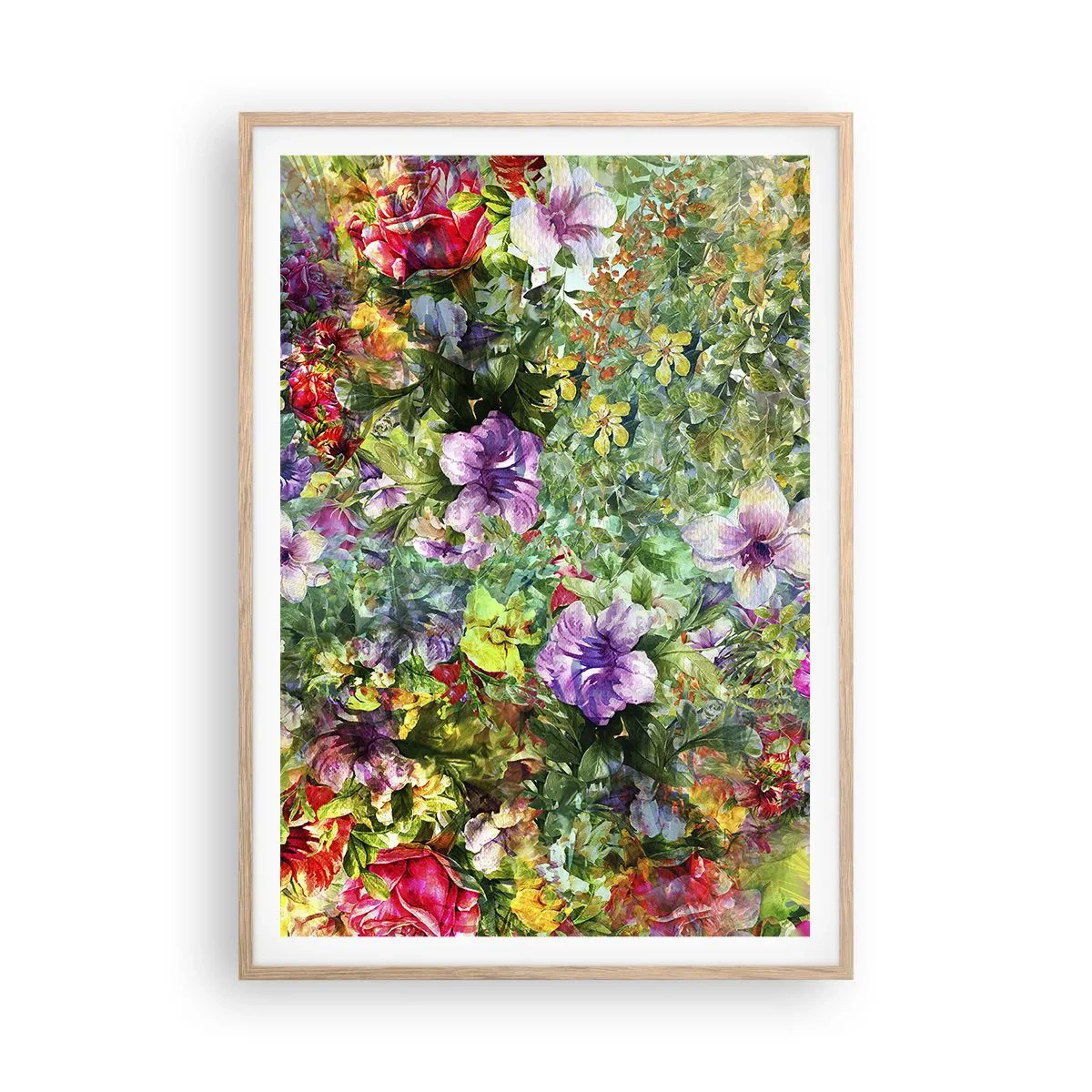Poster in cornice rovere chiaro - Perdersi nei fiori - 70x100 cm