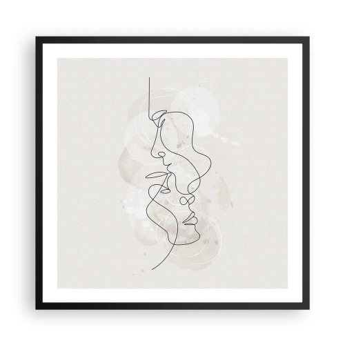 Poster in cornice nera - Intrecciati in un abbraccio - 60x60 cm