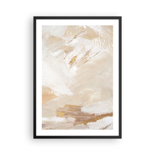 Poster in cornice nera - Pennellate astratte in beige e oro - 50x70cm - Composizione pastello - Decorazione murale moderna per soggiorno e camera da letto ARTTOR