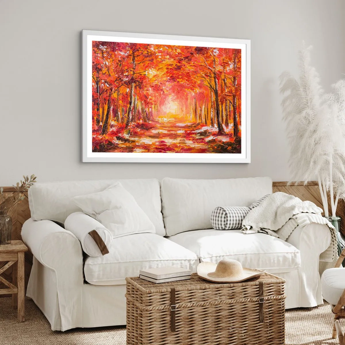 Poster in cornice bianca - Foresta di rame - 100x70 cm