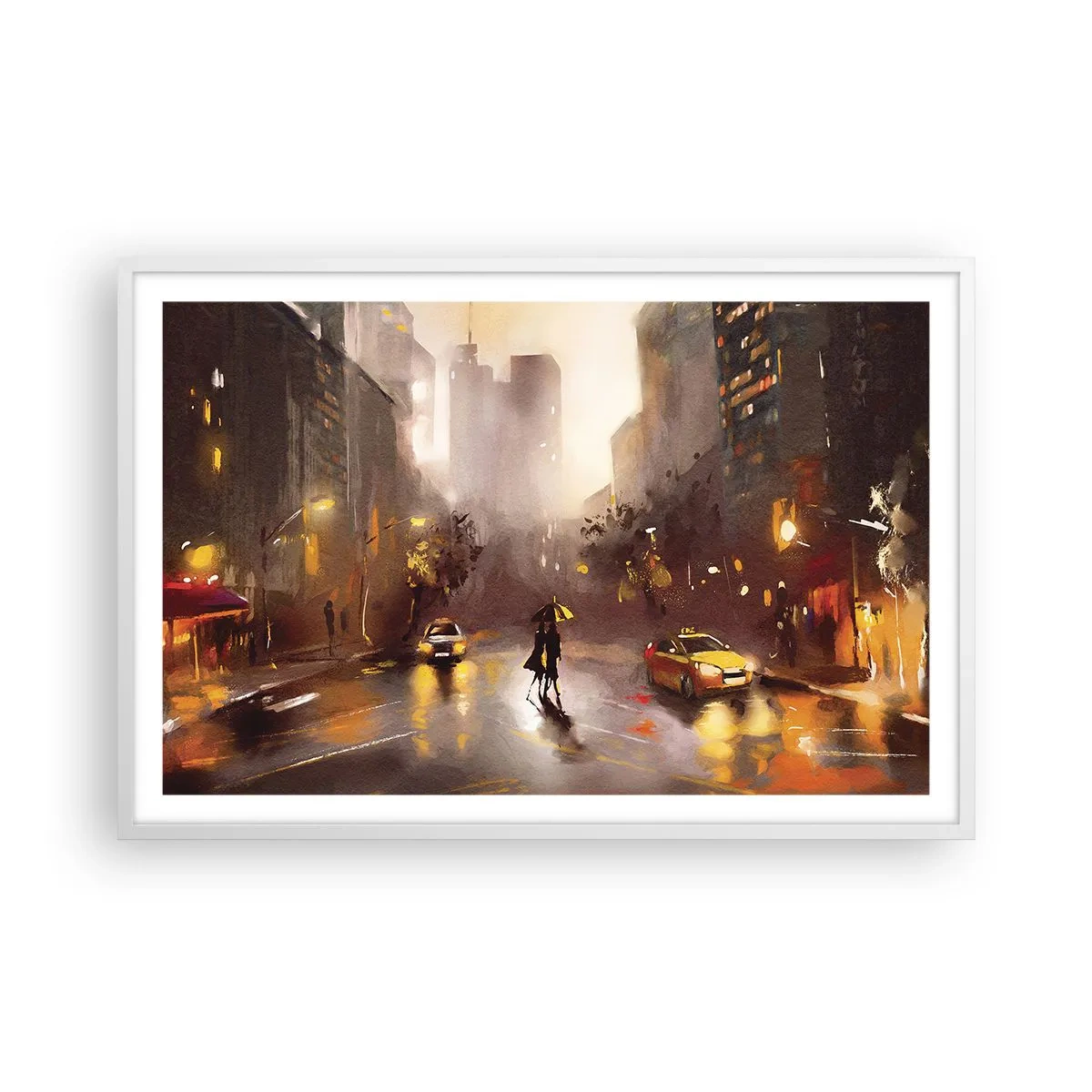 Poster in cornice bianca - Nelle luci di New York - 91x61 cm
