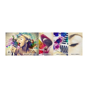 Campione di Fotomurale Premium Canvas - Dipingere il mondo con la voce - Donna, Musica, 3D - 100x30 cm