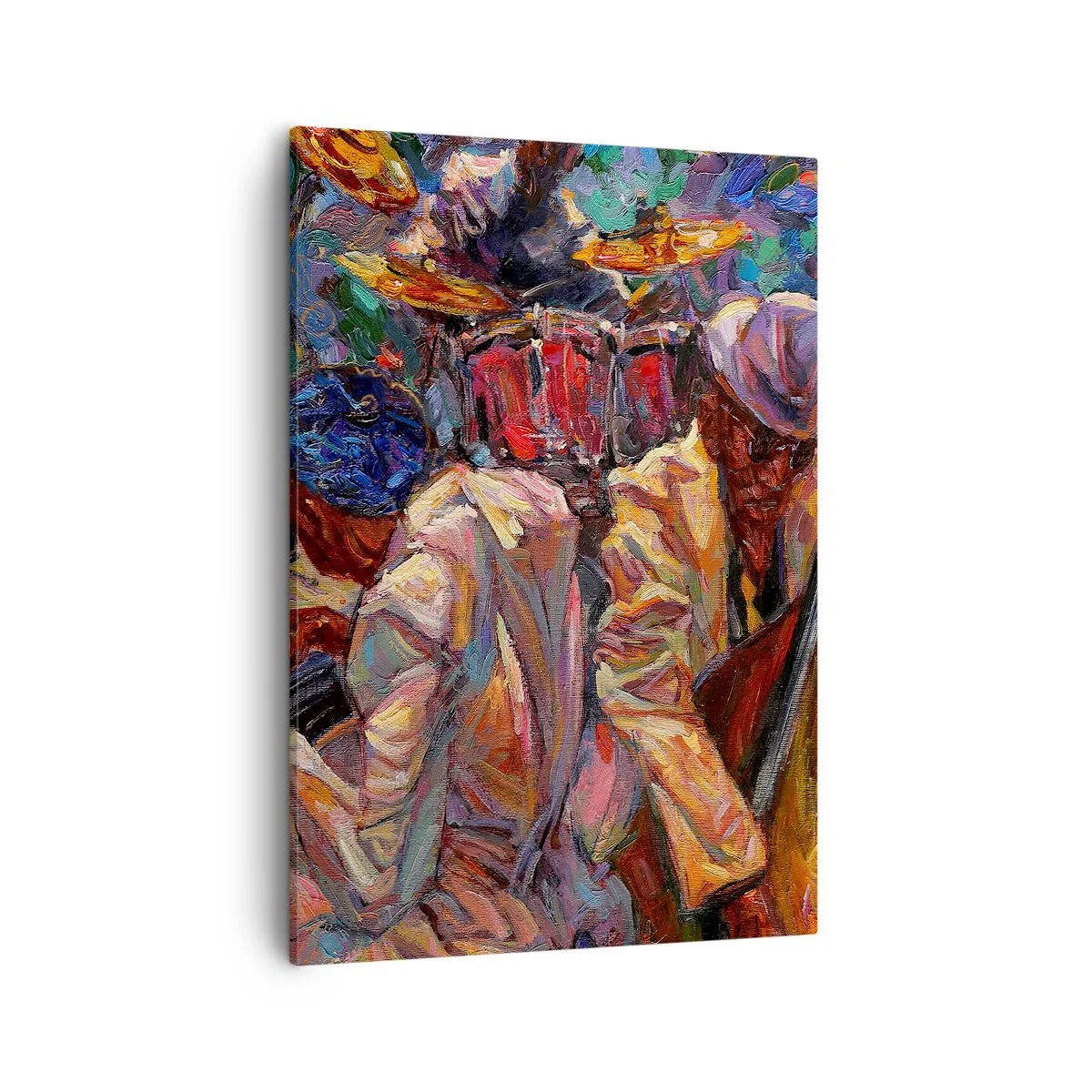 Quadro su tela - Stampe su Tela - Scena jazz energica con musicisti e strumenti - 50x70cm - In un unico ritmo - Decorazione murale moderna per soggiorno e camera da letto ARTTOR