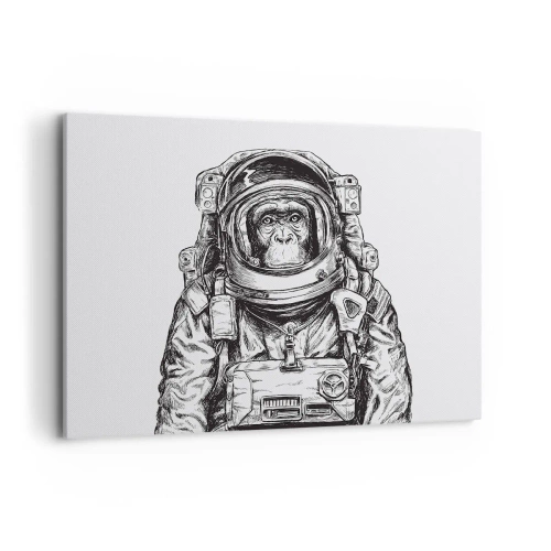 Quadro su tela - Stampe su Tela - Immagine di un astronauta in tuta spaziale con la testa di una scimmia - 100x70cm - Evoluzione alternativa - Decorazione murale moderna per soggiorno e camera da letto ARTTOR