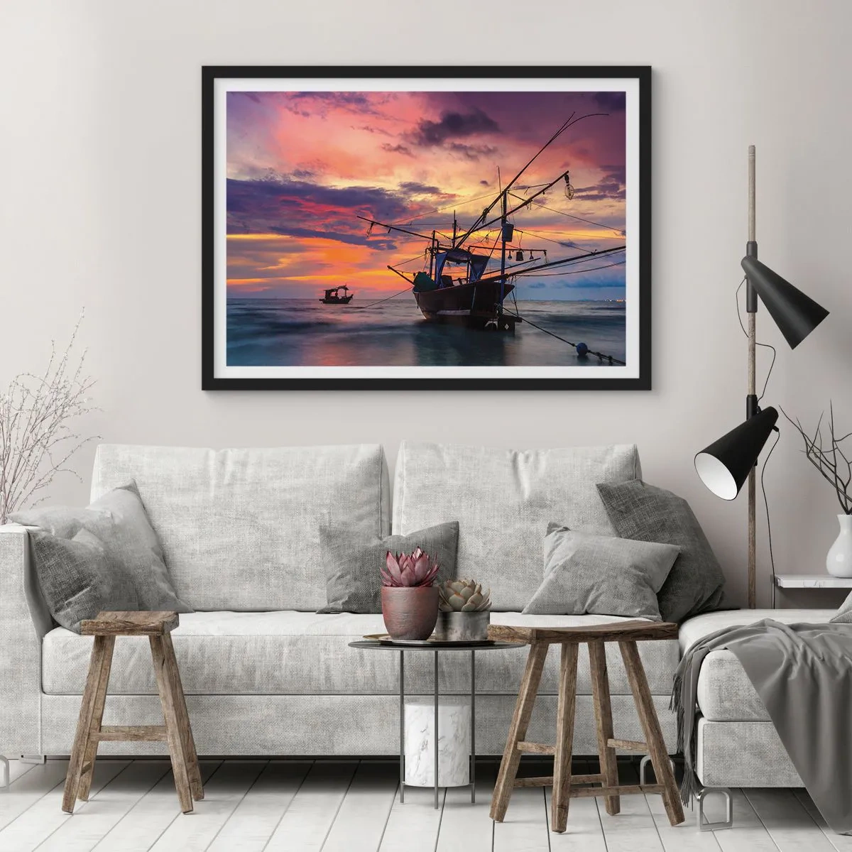 Poster in cornice nera - Sera esotica - 50x40 cm