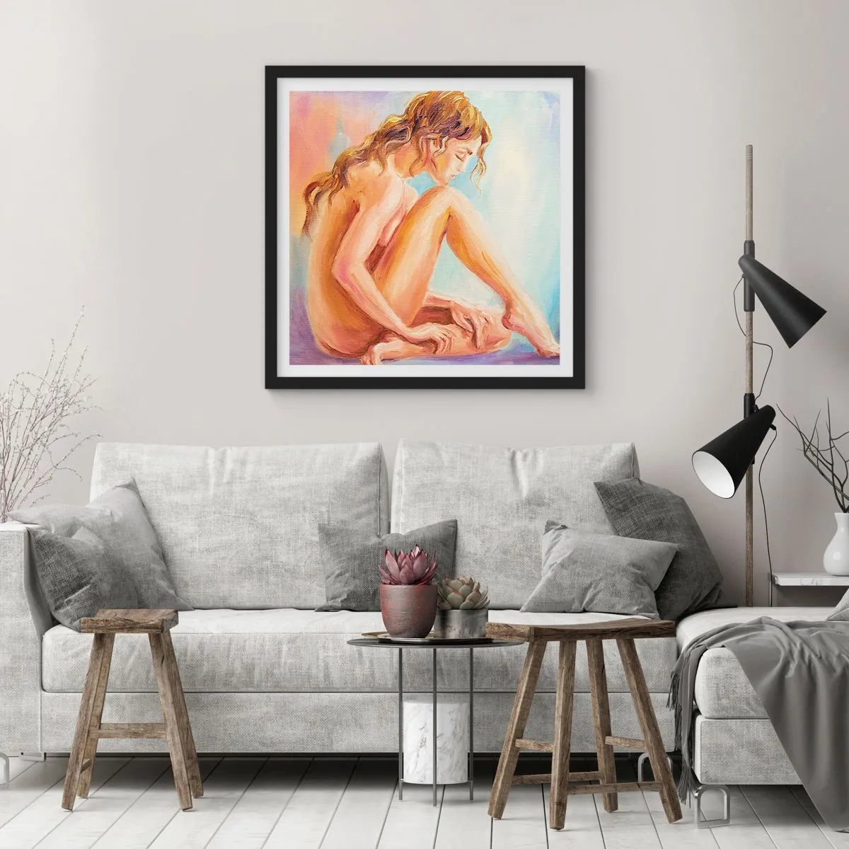 Poster in cornice nera - Nudo di giovane - 30x30 cm