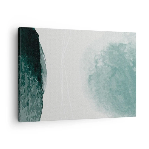 Quadro su tela - Stampe su Tela - Una delicata composizione astratta nelle tonalità del verde, con forme delicate su uno sfondo chiaro. - 70x50cm - Incontro con la nebbia - Decorazione murale moderna per soggiorno e camera da letto ARTTOR