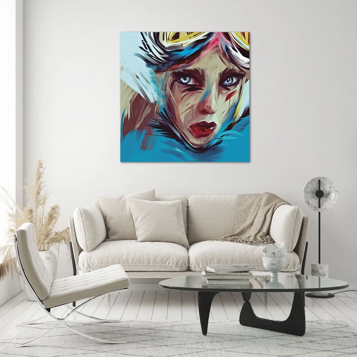 Quadro su vetro - La guerriera della strada - 60x60 cm