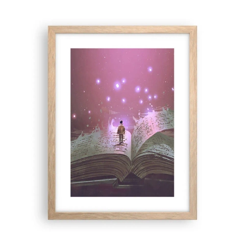 Poster in cornice rovere chiaro - Invito ad un altro mondo: leggi! - 30x40 cm
