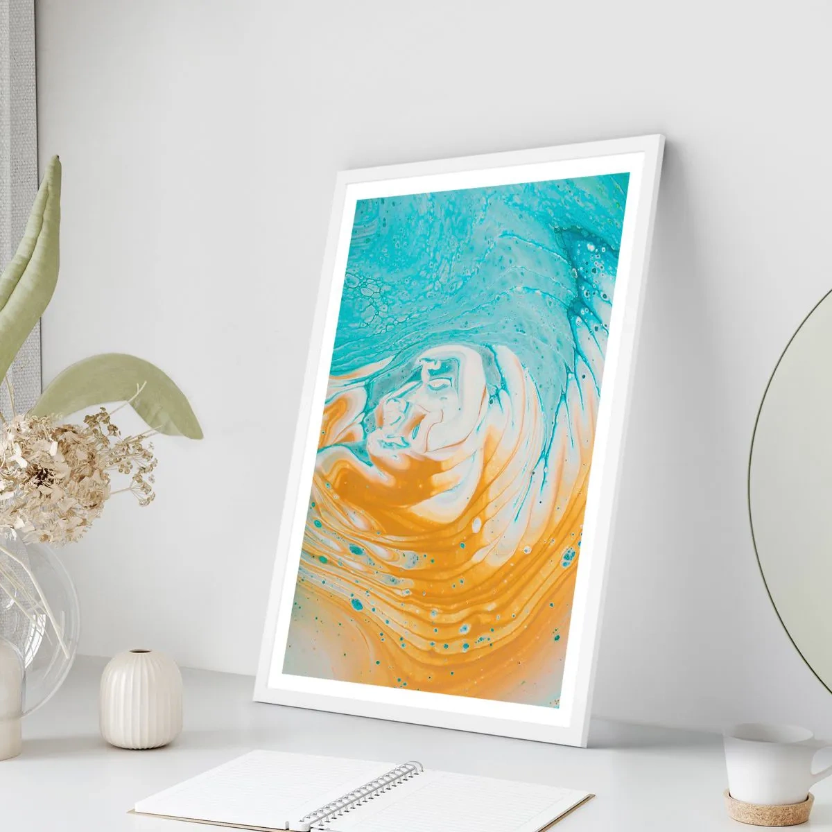 Poster in cornice bianca - Vortice pastello - 61x91 cm