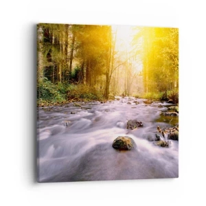 Quadro su tela - Stampe su Tela - Malachite in cornice oro-argento - 40x40 cm