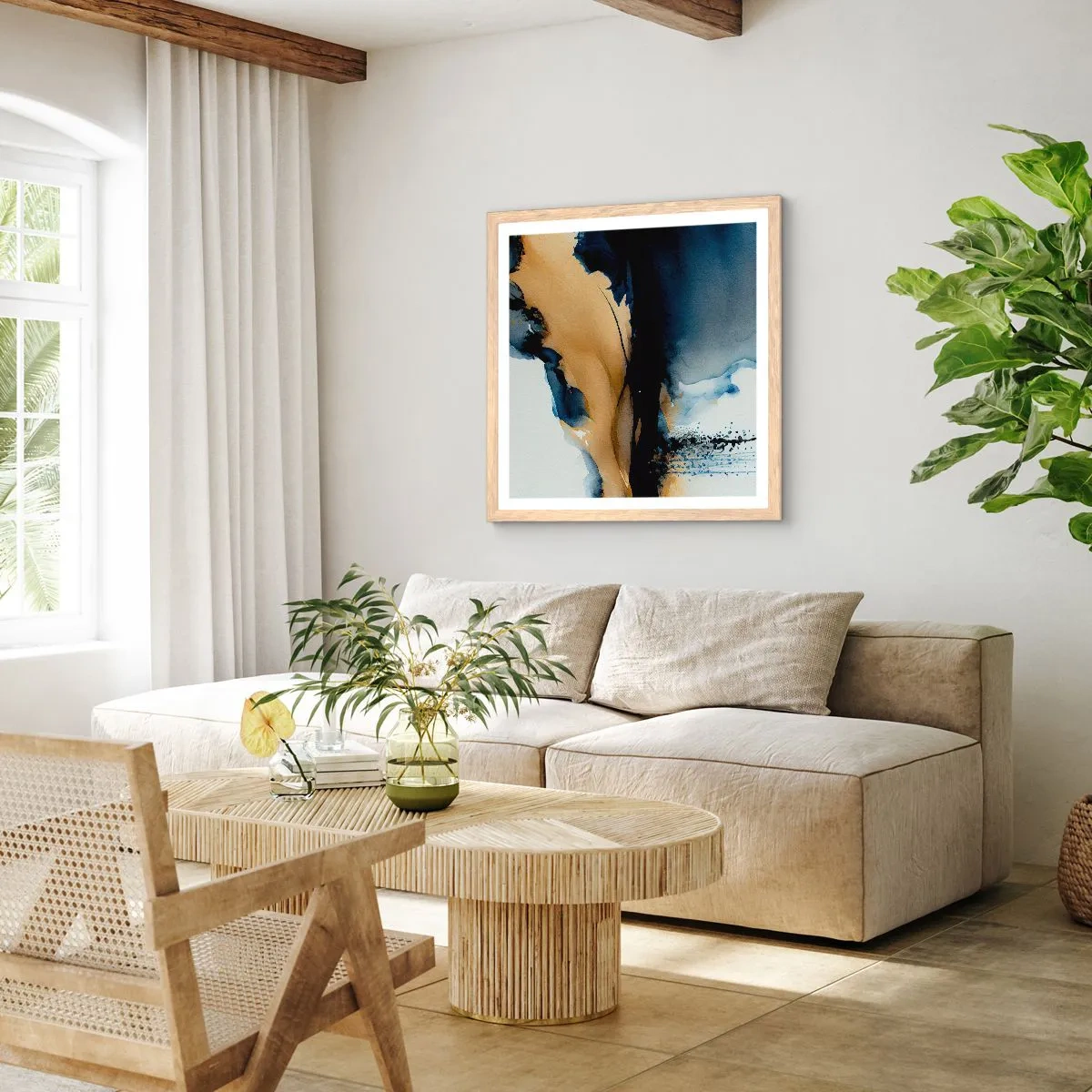 Poster in cornice rovere chiaro - Dietro la cortina - 30x30 cm