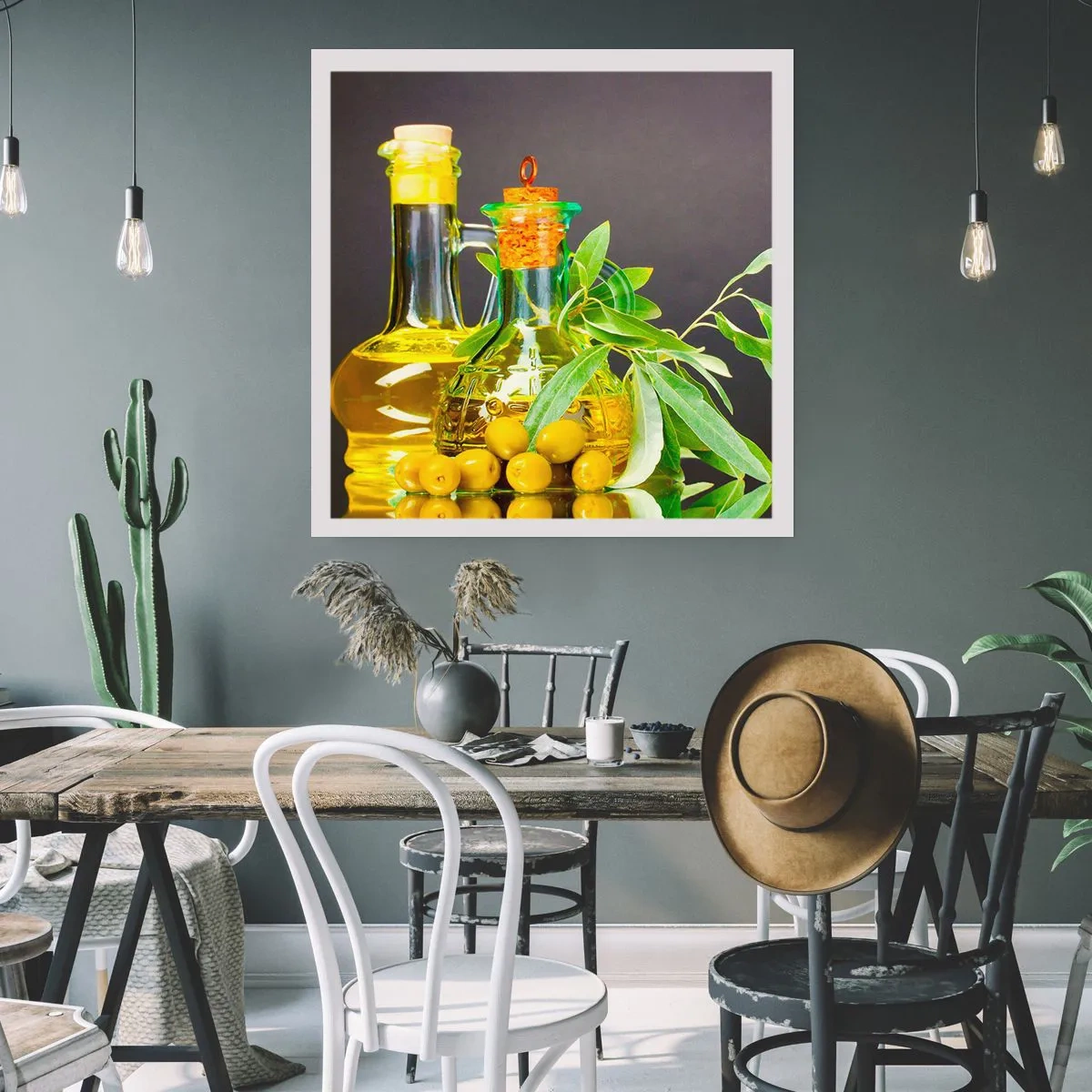 Poster - Natura morta con olive e olio - 40x40 cm