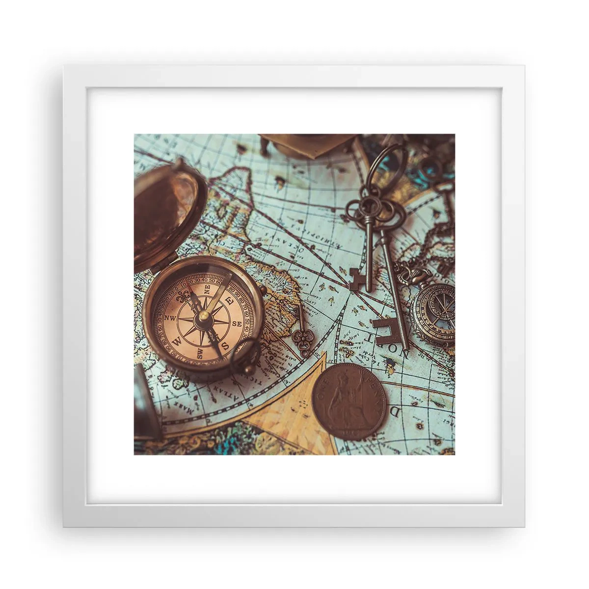 Poster in cornice bianca - Per il cercatore di avventure - 30x30 cm