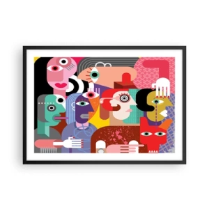 Poster in cornice nera - Astrazione colorata con facce geometriche - 70x50cm - Mi manda Picasso - Decorazione murale moderna per soggiorno e camera da letto ARTTOR