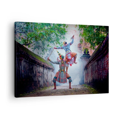 Quadro su tela - Stampe su Tela - Danza tradizionale in un ambiente storico con un muro e alberi - 70x50cm - Danza terribilmente bella - Decorazione murale moderna per soggiorno e camera da letto ARTTOR