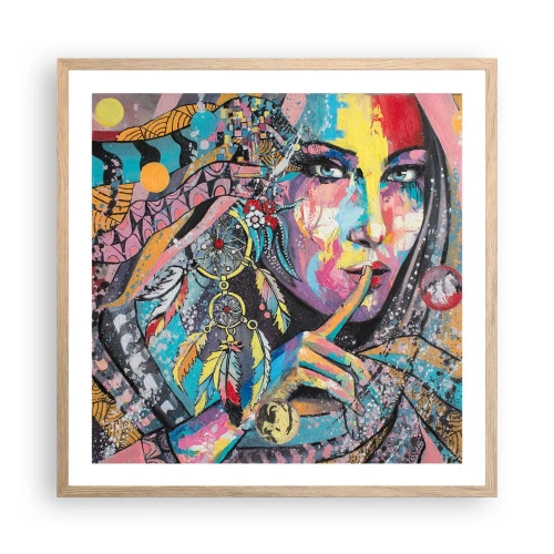 Poster in cornice rovere chiaro - Taci, finché capirai - 60x60 cm