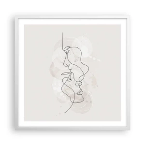 Poster in cornice bianca - Intrecciati in un abbraccio - 60x60 cm