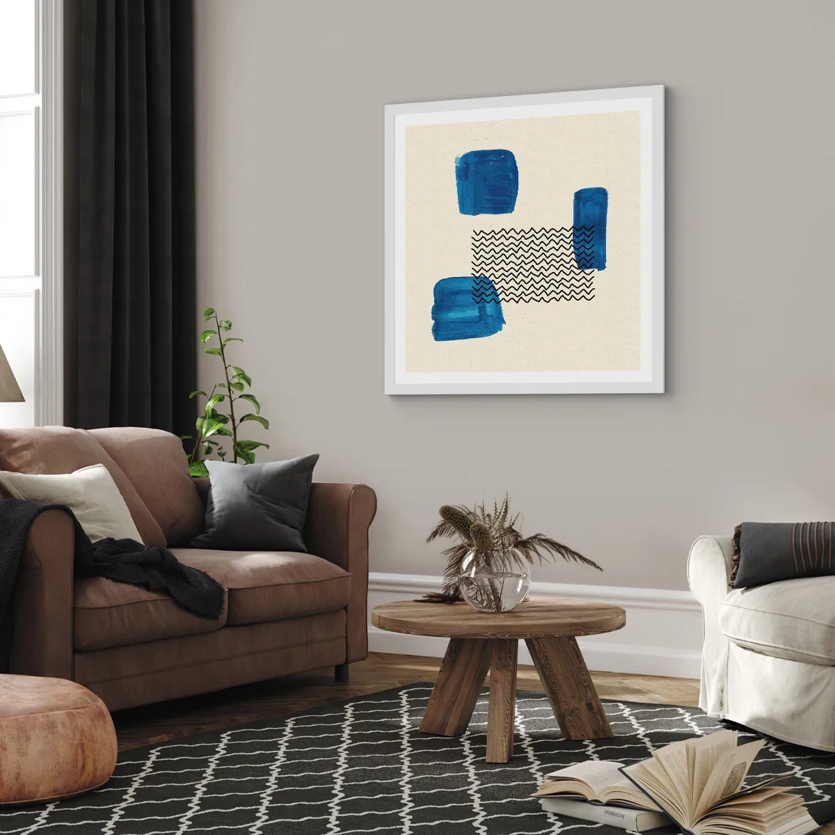 Poster in cornice bianca - Quartetto astratto - 40x40 cm