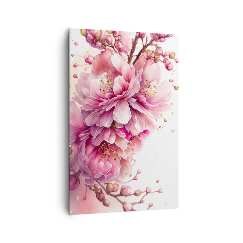 Quadro su tela - Stampe su Tela - Delicati fiori di ciliegio in piena fioritura su uno sfondo chiaro - 80x120cm - Fiore di ciliegio - Decorazione murale moderna per soggiorno e camera da letto ARTTOR