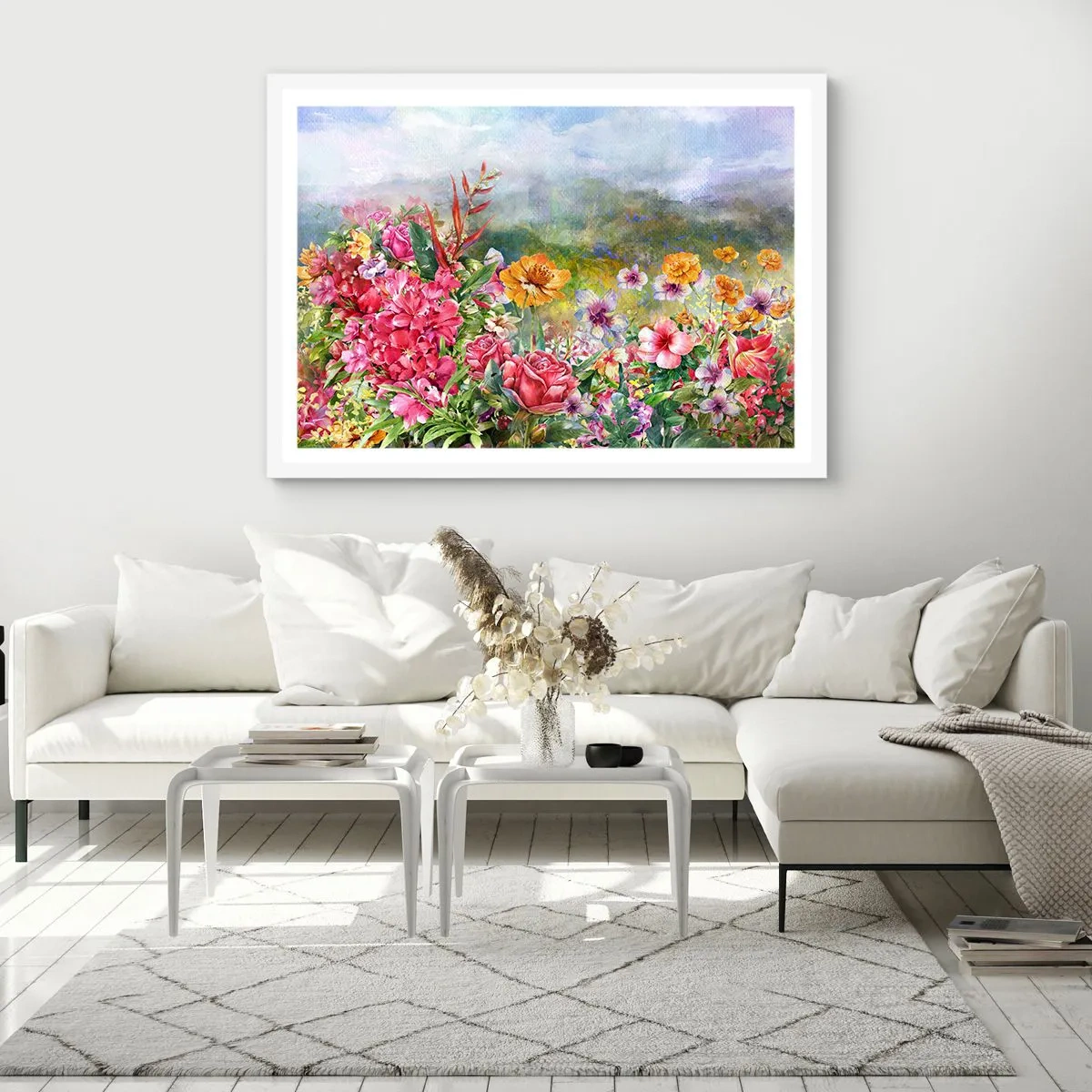 Poster in cornice bianca - Il giardino impazzito - 100x70 cm