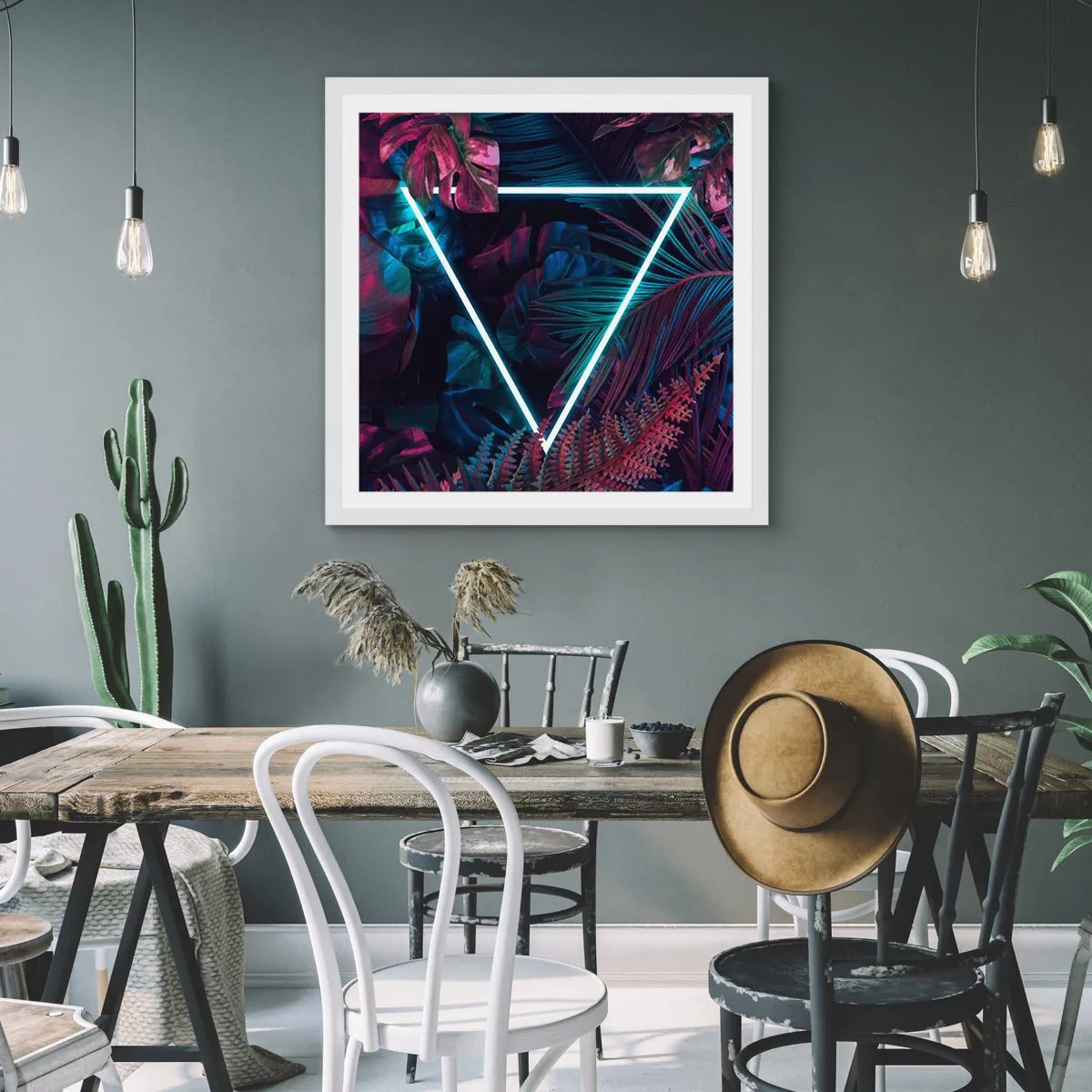 Poster in cornice bianca - Giardino in stile discoteca - 50x50 cm