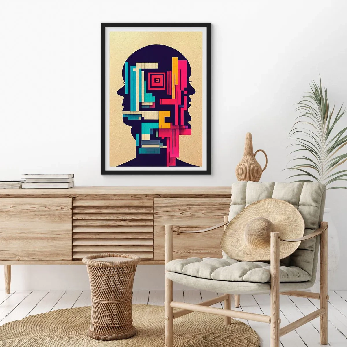 Poster in cornice nera - Silhouette astratta con forme geometriche - 50x70cm - Nuovi legami - Decorazione murale moderna per soggiorno e camera da letto ARTTOR