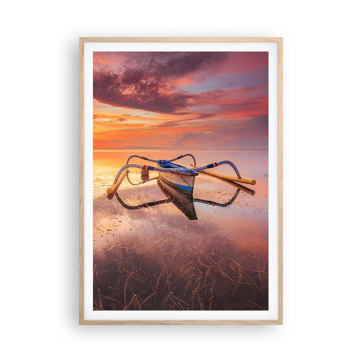 Poster in cornice rovere chiaro - La pace della sera tropicale - 70x100 cm