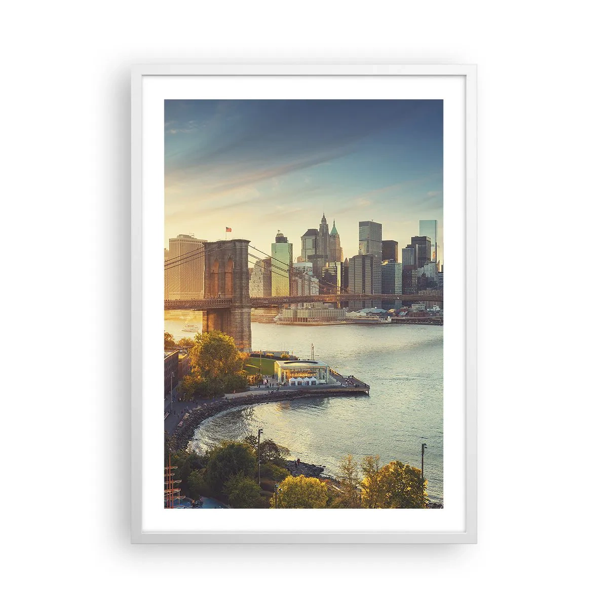 Poster in cornice bianca - L'alba nella grande città - 50x70 cm